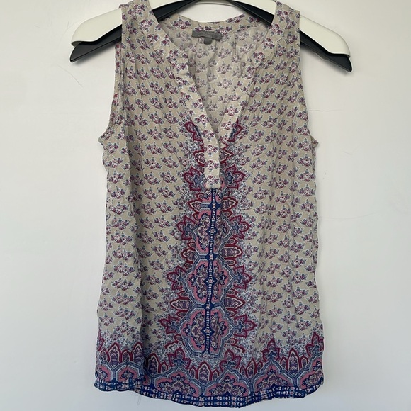 Saint Tropez West Gray Purple Floral Sleeveless Tank Top Large - Picture 4 of 14